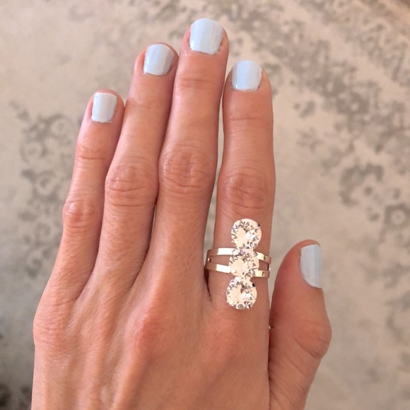 Crystal Silver Statement Ring - Picture 6 of 11